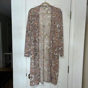 Daytrip Floral Pattern Long Sleeved Open Style Duster Cardigan Sweater